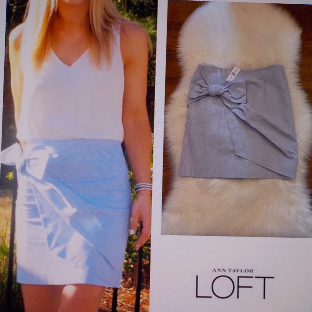 New Loft Lt Blue Big Bow Shirt NWOT
